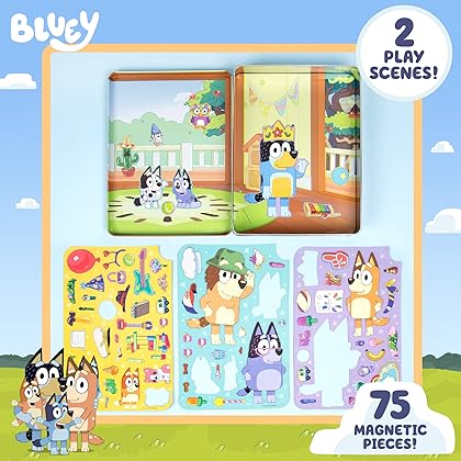 Bluey Magnetic Playset, Magnet Activity Toys, Great Birthday Parties, at-Home Activities, or Screen-Free Fun, Perfect Travel or Road Trip, Hours of Fun for Kids Ages 3, 4, 5, 6, Multicolor