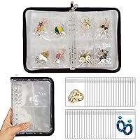 Earring Organizer Case Travel Jewelry Organizer Transparent Jewelry Storage Book for Necklace Bracelet Ring Holder with Small Clear Zippered Pouch