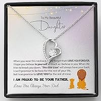 To My Daughter Necklace From Dad, Daughter Gifts From Dad, Father Daughter Necklace To My Beautiful Daughter I'm Proud To Be Your Father Birthday Gifts For Teen Girls Daughter Christmas Graduation Valentine Idea Gifts For Daughter