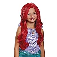 Disguise Disney Princess Ariel Little Mermaid Girls' Wig, Polypropylene, RED, One Size