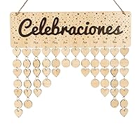 Family Birthday Reminder Wall Hanging Wooden DIY Birthday Tracker Plaque Wall Hanging Perpetual Calendar, Gift for Mom/Dad/Grandparents Personalized,Celebraciones-RS5