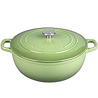 Cast Iron Dutch Oven Round Pot with Lid for Bread Baking, Enameled Bread Ovens, 3.5 Quart, Pistachio Green