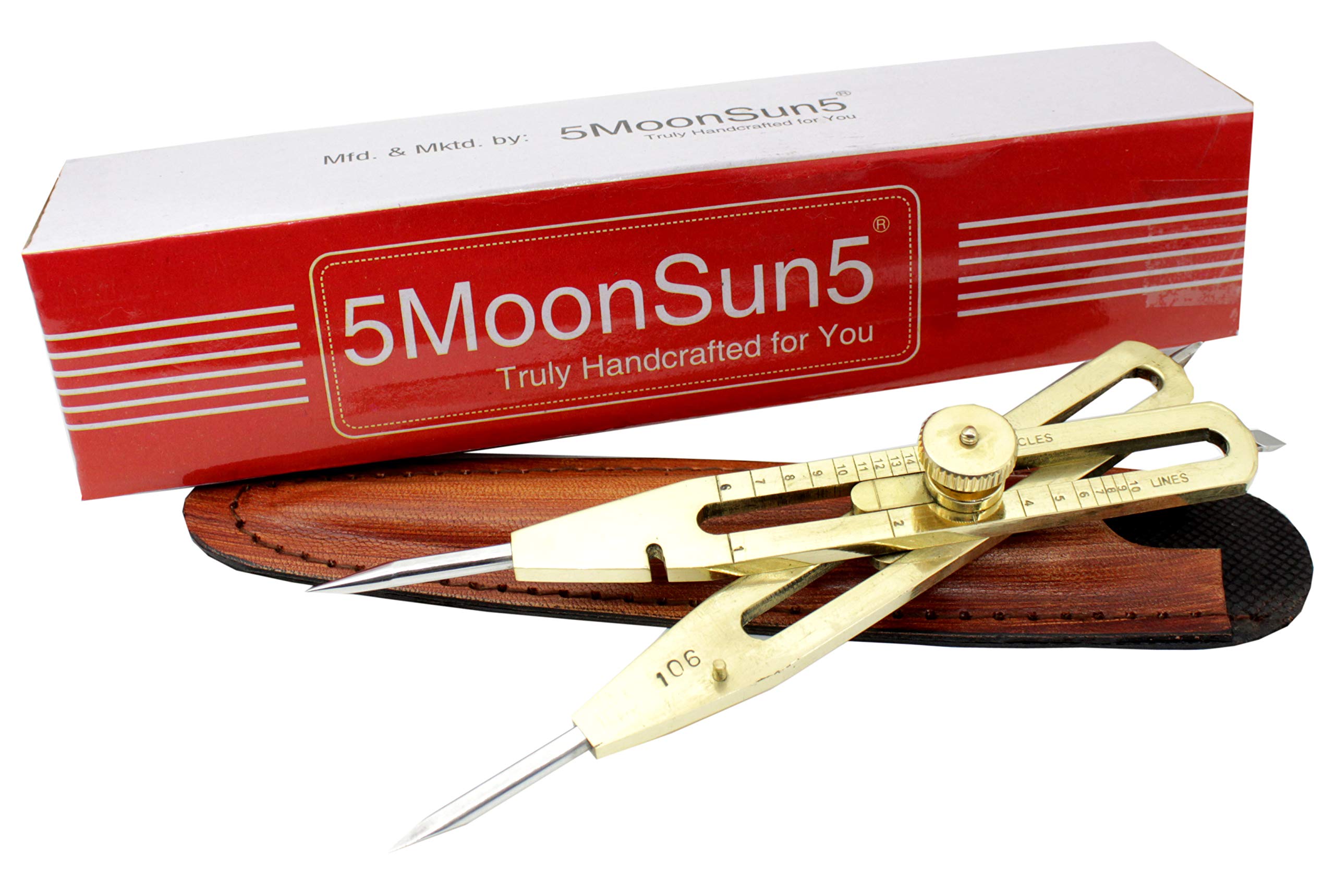 5MoonSun5's Full Brass Compass Ideal for Geometry, Compass Drawing