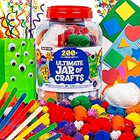 Made By Me! Ultimate Jar of Crafts, 200+ Piece Rainbow Craft Supply Bundle, Craft Supplies Starter Kit, Great Arts & Crafts Kit for Travel and On-The-Go, Perfect for Kids and Adults Ages 6+
