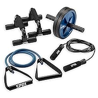 SPRI Home Gym Kit w/Rope, Bars, Band, Ab Wheel