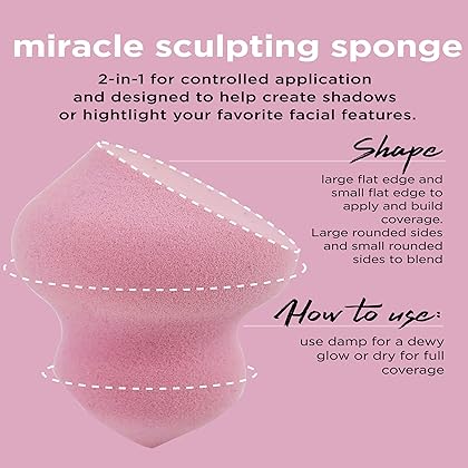 Real Techniques Miracle Complexion Assorted Beauty Sponges Makeup Blender, For Blending & Sculpting, Full Coverage, Professional Makeup Tool, Cruelty Free, Vegan, Latex Free, 6 Piece Sponge Set