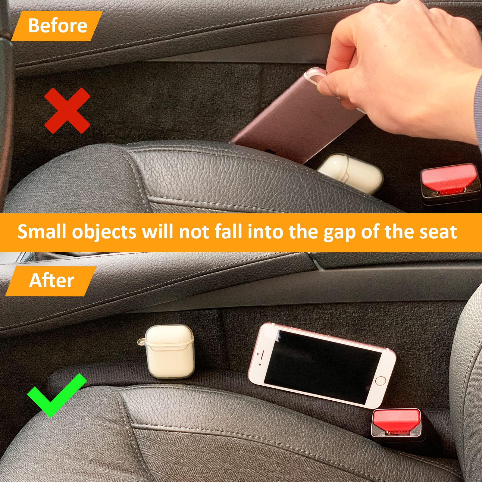 YLXGT Car Seat Gap Filler Universal for Car SUV Truck Fit Organizer Fill The Gap Between Seat and Console Stop Things from Dropping Black 2Pcs