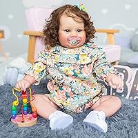 Angelbaby 24inch Real Life Reborn Baby Doll Toddler Girl Look Realistic Soft Silicone Smile New Baby Born with Curly Hair for Child