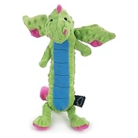 goDog Bubble Plush Skinny Dragons Squeaky Plush Dog Toy, Chew Guard Technology - Green, Large