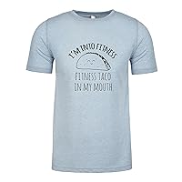 I'm Into Fitness - Fitness Taco In My Mouth, Graphic Men's Tee, Funny T Shirt, Shirts with Sayings, Stonewash Blue or Sage (S, Stonewash Blue)