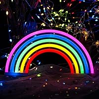 Rainbow Neon Light Signs Wall Decoration USB Powered or Battery Night Light LED Neon Decor Sign Lamp for Dorm Room Bedroom Table Christmas Party Birthday Party Wedding Kids Room Kids Gift