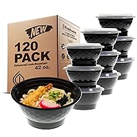 Freshware Meal Prep Bowl Containers [120 Pack] Plastic Bowls with Lids for Soup and Salad, Food Storage Bento Box, BPA Free, Stackable, Lunch Boxes, Microwave/Dishwasher/Freezer Safe (42 oz)