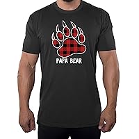 Papa Bear Shirt with Buffalo Plaid Claw, Men's T-Shirts, Cool Shirts for Dad