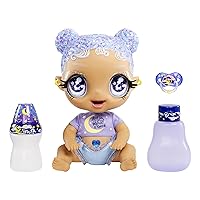 MGA Entertainment Glitter Babyz Selena Stargazer Baby Doll 3 Magical Color Changes, Pastel Purple Glitter Hair, Moon & Stars Outfit, Diaper, Bottle, Pacifier Accessories Gift for Kids, Ages 3 4 5+