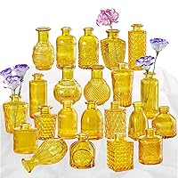 KAMJUNTAR 22PCS Yellow Rustic Glass Bud Vases for Centerpieces Small Glass Vase Set, Great Sturdy Packaging, Wide Range of Uses