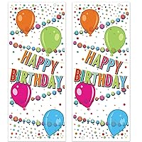 Beistle 2 Piece Colorful Plastic Happy Birthday Door Covers Decorations for Bday, Indoor/Outdoor Use, 6' x 30