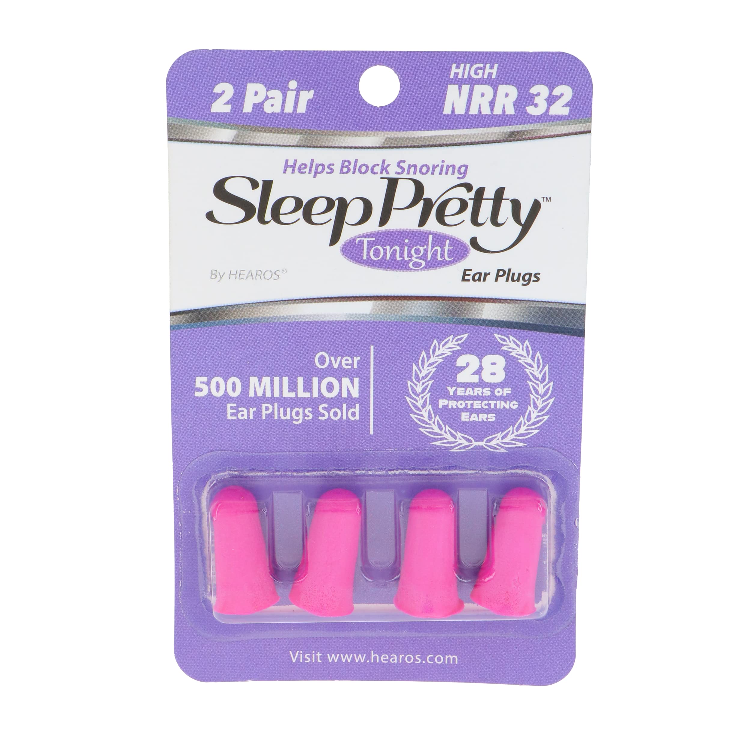 Hearos Sleep Pretty Tonight Ear Plugs, Foam NRR 32, 2 Pair, Pink (5815)