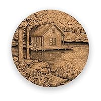 Lake House, Coasters Gift, Set of 6, Cork Coasters with Holder, Absorbent Coasters, Lake House Decor, Personalized Coasters - CA072
