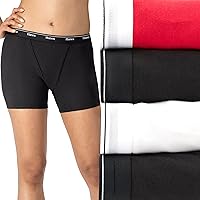 Hanes Womens Mid-Thigh Boxer Brief Pack, Stretch Cotton Underwear, 4-Pack