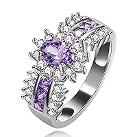 Uloveido Women's Platinum Plated Oval Cut AAA CZ Half Eternity Ring Promise Engagement Band Fashion Wedding Jewelry J558