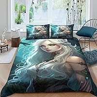 Elf Girl 3D Print Quilt Cover Comforter Covers Duvet Cover for Teens and Adults Bedding Set with Pillow Cases with Zipper Closure Soft Microfiber 3 Pieces Twin（173x218cm）