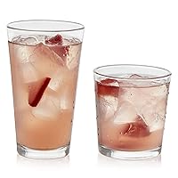 Libbey Flare Tumbler and Rocks Glasses Set, Stylish Lead-Free Drinking Glasses Set of 16, Versatile Dishwasher Safe Kitchen Glassware Set for Parties