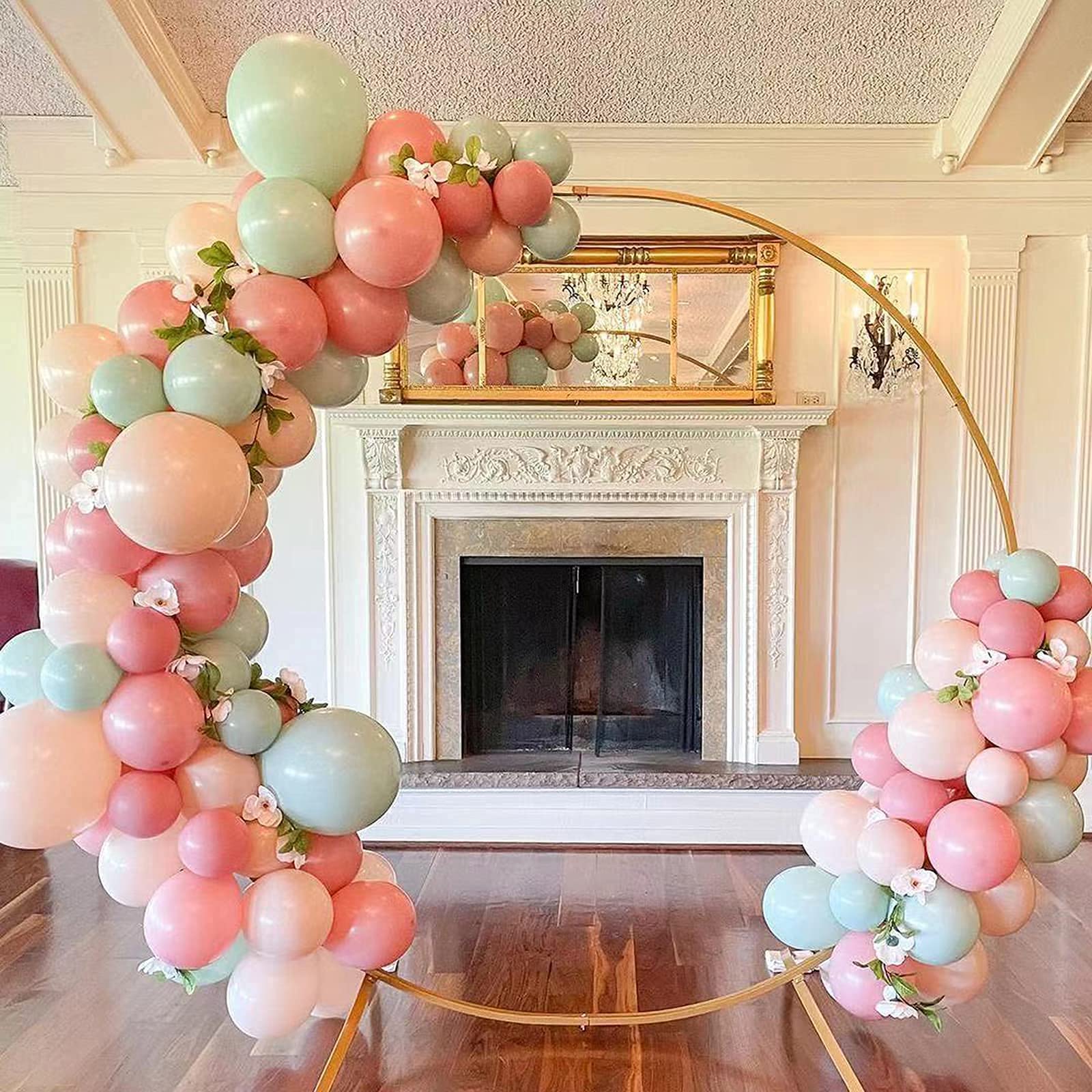 Round Golden Metal Circle Balloon Arch kit Decoration for Wedding Decoration Birthday Event Party Supplies Graduation Decorations and Photo Background Decoration