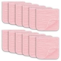 Muslin Burp Cloths Large 100% Cotton Hand Washcloths for Boys & Girls, Baby Essentials Extra Absorbent and Soft Burping Rags for Newborn Registry (Pink, 12-Pack, 20