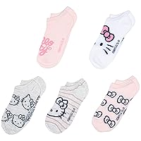 Hello Kitty girls Hello Kitty 5 Pack No Show Casual Sock, Assorted Pastel, Shoe Size 3-8 US