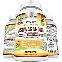 FRESH HEALTHCARE Ashwagandha Capsules KSM 66-1200mg Pure and Potent Root Extract with Black Pepper for High Absorption - KSM-66 Ashwagandha Supplement - 60 Vegan Capsules