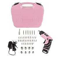 Pivoting Electric Screwdriver - 45-Piece Pink Tool Set - Cordless Power Tool with 3.6V Lithium Battery and LED Flashlights by Stalwart (Pink)