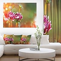 Pink Flowers on Blurred Background Large Flower Canvas Wall Art