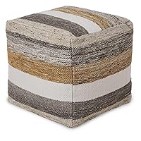 Signature Design by Ashley Josalind 16 Inch Casual Wool Pouf, Gray & Beige