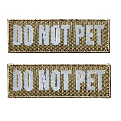 JUJUPUPS 2 Pack Reflective Tactical Dog Patches Service Dog ，in Training,DO  NOT PET, Tags with Hook and Loop Patches for Vests and Harnesses (Coyote