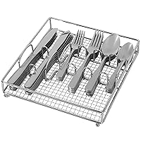 Gibson Home Griffen 61 pc Stainless Steel Flatware Set with Wire Caddy - Service for 12 -