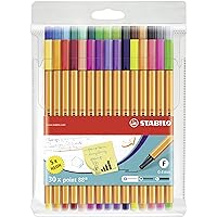 Fineliner - STABILO point 88 - Wallet of 30 - Assorted colors incl 5 neon colors