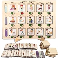 Wooden Visual Schedule for Kids Chore Chart Morning Bedtime Routine Chart for Toddlers Kids Daily Routine Chart Visual Schedule for Kids with Autism Daily Schedule Board for Home School Classroom