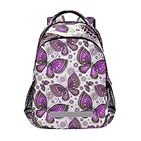 Purple Butterfly Pattern Backpacks Travel Laptop Daypack School Book Bag for Men Women Teens Kids 31