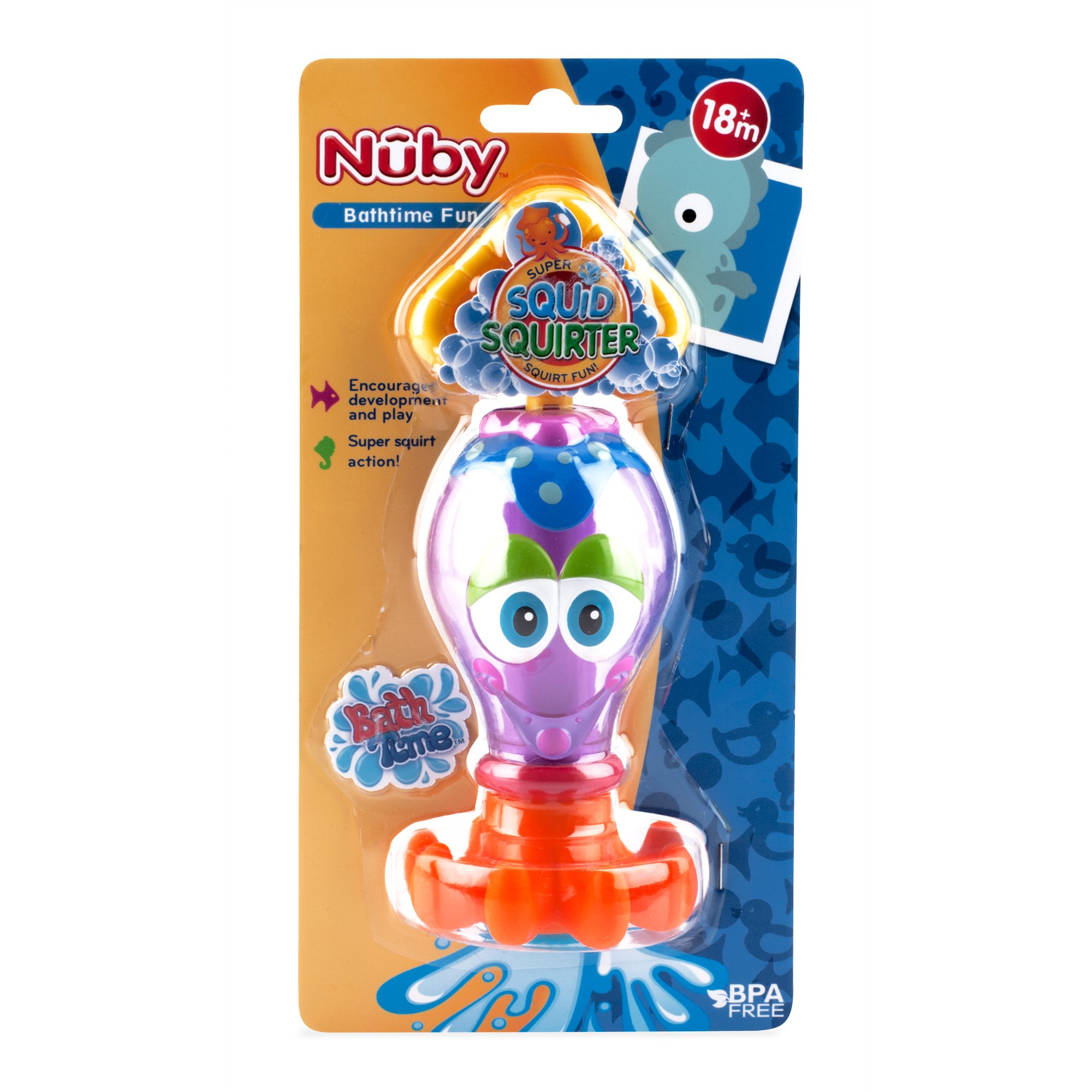 Nuby Purple Squid Squirter Interactive Fun Bath Time Toy