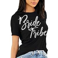 Real Crystal Rhinestone Bride & Bridal Party Shirts - Bride Squad Wedding Tees for Bridesmaid - Bachelorette Party Outfits