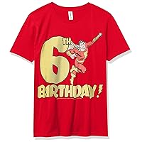 Warner Brothers Justice League 6th Shazam Birthday Boy's Premium Solid Crew Tee, Red, Youth X-Small