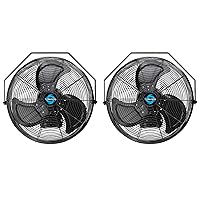Tornado 2 Pack 18 Inch Outdoor Rated IPX4 Water-Resistant High Velocity Industrial Wall Mount Fan For Commercial, Industrial, Greenhouse Use 3 Speed 4150 CFM 1/6 HP 6.6 FT Cord UL Safety Listed