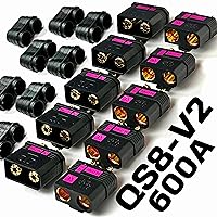 Perfect Pass QS8-V2 Connector Set (5 Pack) Male & Female + Wire Covers (4pc x 5) / New and Improved Version of QS8-S Connector / 600A Burst/Gold Plated 8MM Bullets QS8-V2!