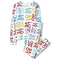 The Children's Place 2 PC Family Matching Pajamas Sets, Snug Fit 100% Cotton, Big Kid, Toddler-Baby, Multi Love, 5