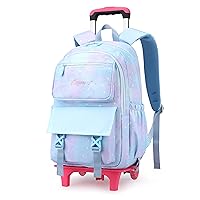Gradient-Star Girls Rolling Backpacks for School, Capacity School Bags Bookbags for Teens Girls with 2 Wheels