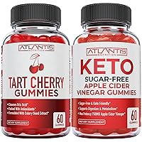 Atlantis Nutrition Tart Cherry 60 Gummies + Sugar Free Keto Apple Cider Vinegar 60 Gummies