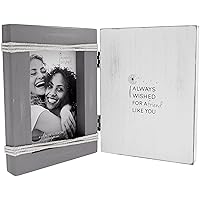 Pavilion - I Always Wished For A Friend Like You, Wooden Self-Standing Family Photo Frame, Retro Distressed Farmhouse, Holds 4 x 6 Photo, Textured Gray Whitewashed, 1 Count 5.5x7.5 inches