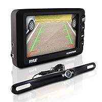 Pyle Wireless Rear View Backup Camera - Car Parking Rearview Monitor System and Reverse Safety w/Distance Scale Lines, Waterproof, Night Vision, 4.3” LCD Screen, Video Color Display for Vehicles