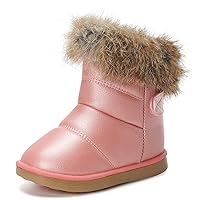KVbabby Girl's Snow Boots Toddler Boots Kids Warm Winter Boots Fur Lined Waterproof Boots PU Leather Non-slip