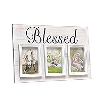HG2002-WBL Rustic Farmhouse 3 Photo Collage Wood 4x6 Picture Frame, White Wash 